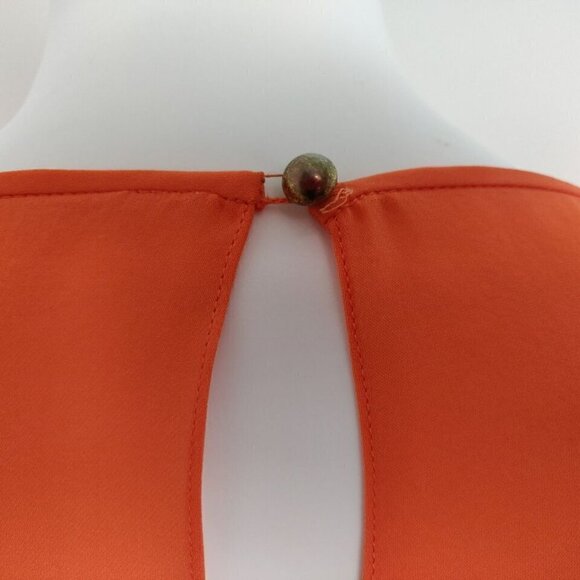 Tibi Silk Ruffle Dress Size 8 Orange Coral Sleeveless Lined Feminine Flowy - Picture 6 of 12